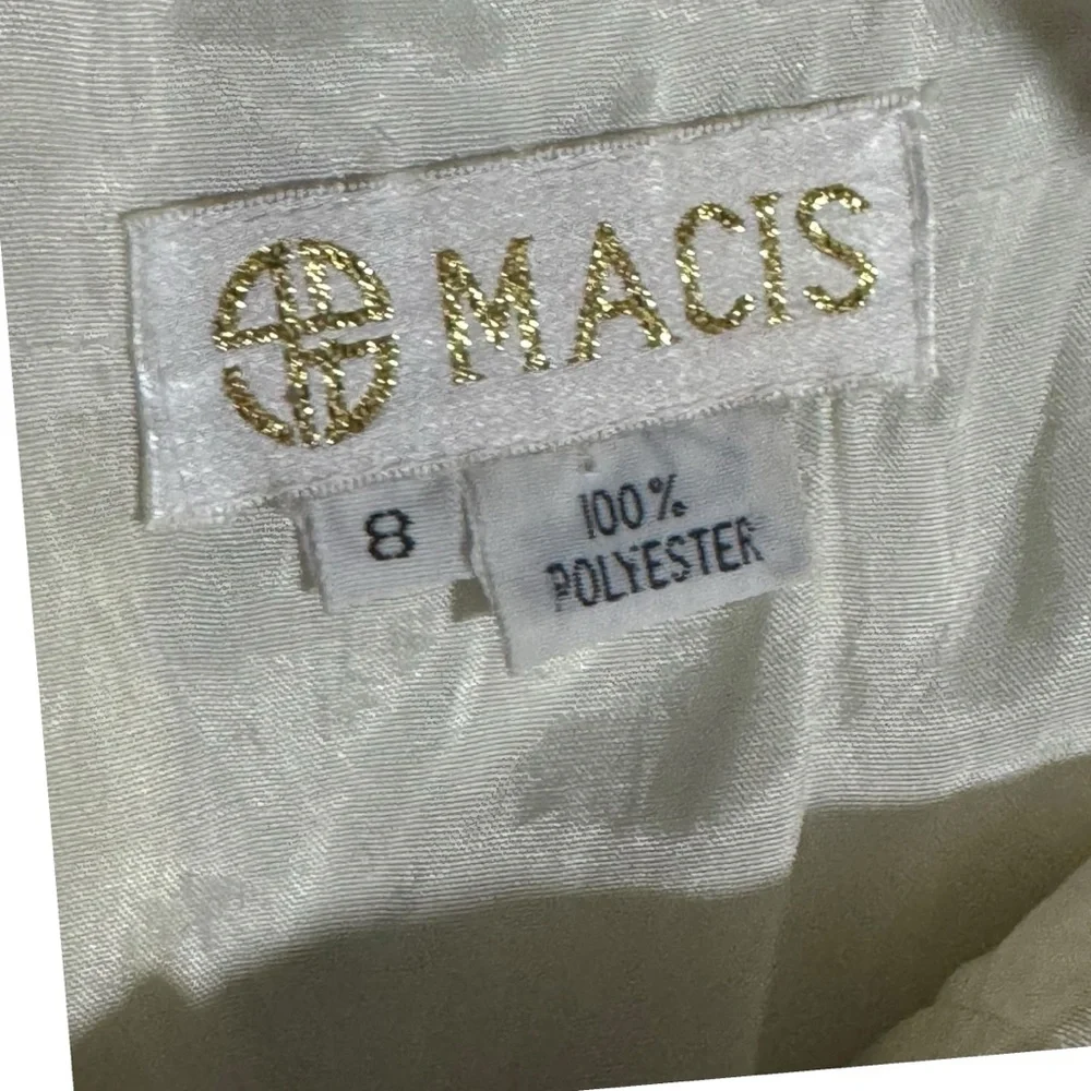 Elegant Macis ivory tulip hem 90s cocktail dress VTG Sz8 fits like Sz S bridal‎